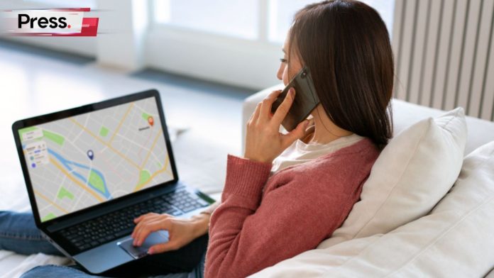 A lady using Google Maps on her laptop, symbolizing the reach of global brands and their localization efforts.